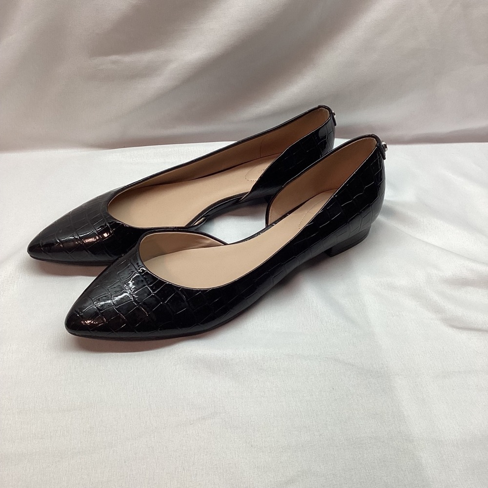 Bandolino Bowey Black Croc Embossed D'Orsay Pointed Toe Flats Size 11M Casual